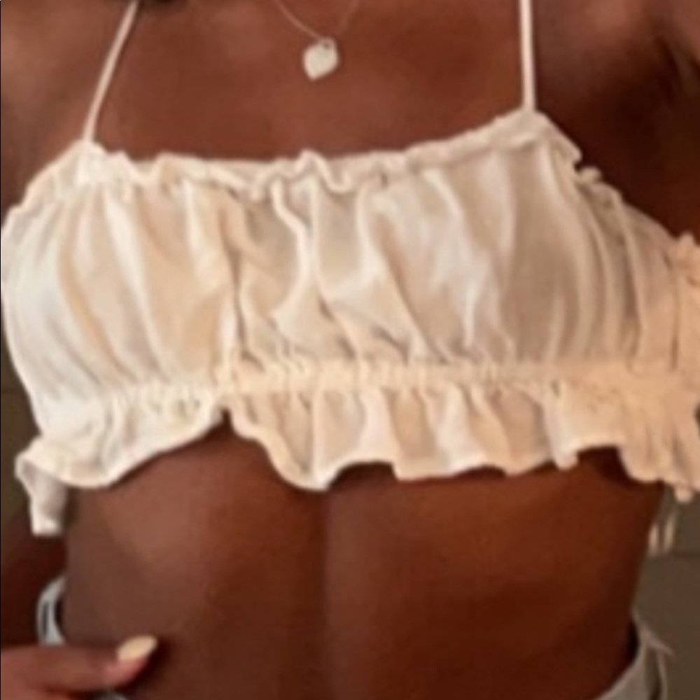 Ruffled cross back crop top